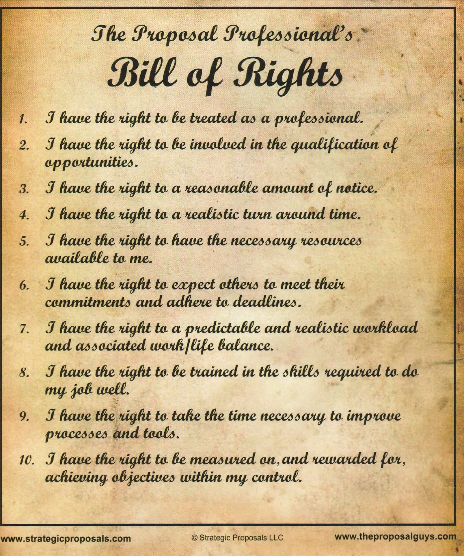 Winning Through Words LLC Proposal Professionals Bill Of Rights